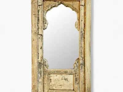 Old Wood Arched Window Mirror 3D model