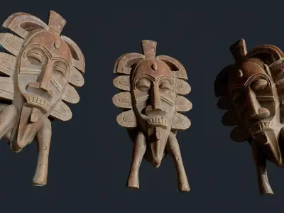African Decor Mask 9 Low-poly 3D model