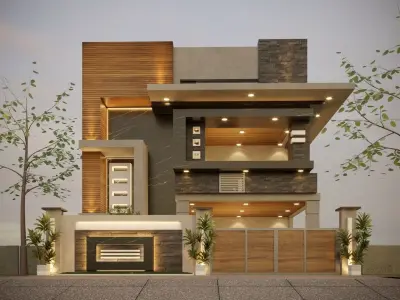 Modern house Low-poly 3D model  Free low-poly 3D model