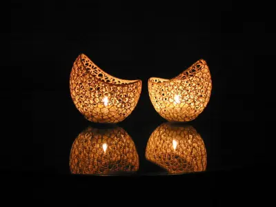 Filigree double wall tealight holder 3D print model