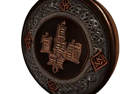 Fantasy Bronze Silver Medallion Low-poly 3D model