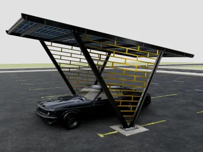 V TYPE MODERN SOLAR CARPORT TYPE-8 3D model