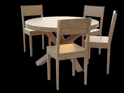 Table set Pack 07 Low-poly 3D model