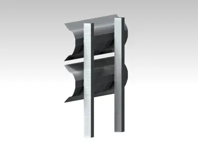 Metal beam crash barrier Low-poly 3D model