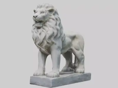 Stone lion statue Model Low-poly 3D model