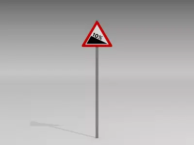 Steep road sign 3D model