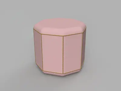Pouff  octagonal with head nails 3D model