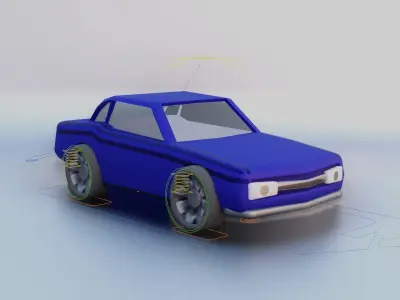 cartoon blue car Low-poly 3D model