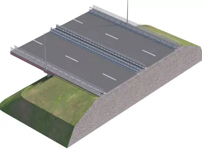 Bridge span suspension structure construction kit 3D model