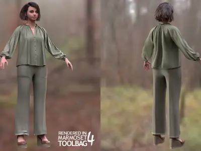 Casual Outfit 13 - Modular - Rigged Low-poly 3D model