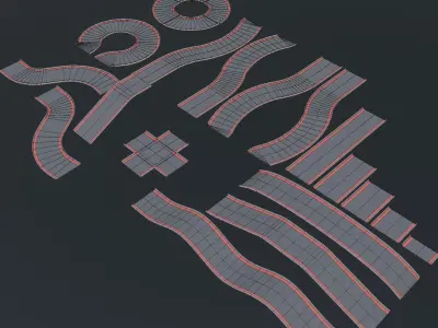 Race Track Parts - Low Poly Low-poly 3D model