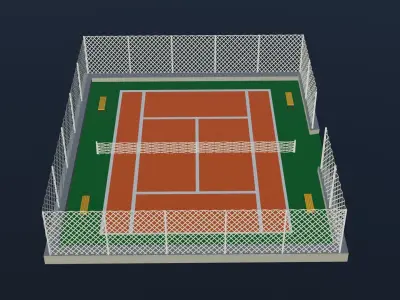 Tennis Court Low-poly 3D model
