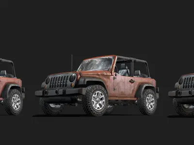 Jeep Wrangler red game ready model Low-poly 3D model