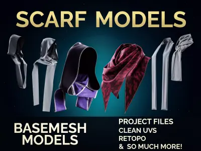15 Scarf And Hooded Scarf Basemesh Models 3D model