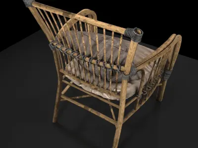 Old Wooden Chair 3D model