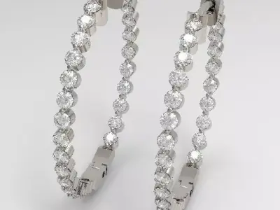 Diamond hoop earrings nice design 3D print model