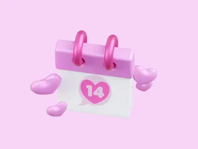 Cartoon Valentine Date 3D Illustration Low-poly 3D model