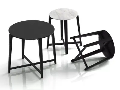 Tris round table with metal legs 3D model