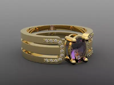 ring with gems Free 3D print model