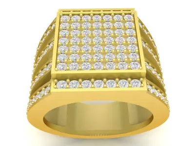 Luxury Square Pave Diamond Men Ring 3D Model 3375 3D print model