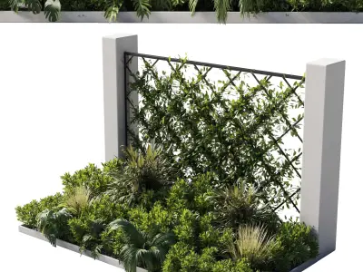 Outdoor garden plant set 153 - Ivy on Fence Low-poly 3D model
