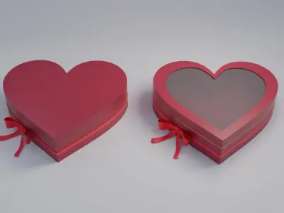 Gift Box Valentine Heart shape with Ribbon Low-poly 3D model