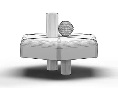 Modern Coffe Table With Props V1 3D model