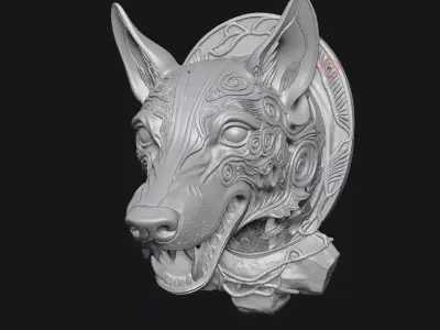 wolf sculpture 3D print model buy