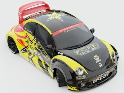 VW Beetle RSi 2003 Rally Livery Rigged 3D model