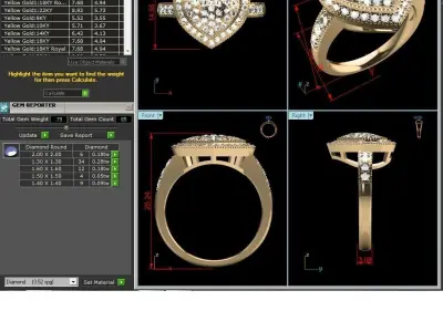 Women Engagement Wedding Heart Ring 3D print model