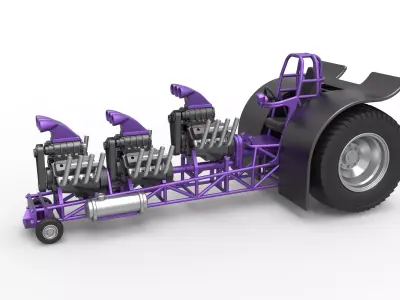 Pulling tractor with 3 engines V8 Scale 1 to 25 3D print model