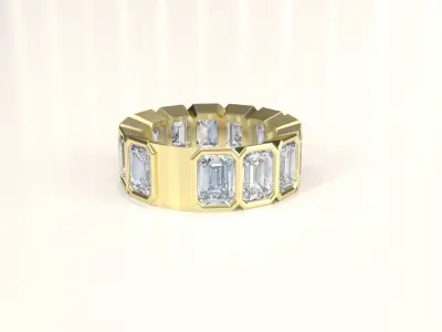 Bezel set 1ct Emerald cut diamond Ring  3D print model
