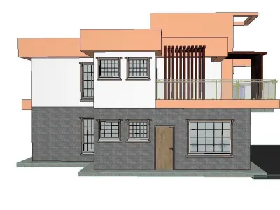 Mansion house with balconies and balconies 3D model