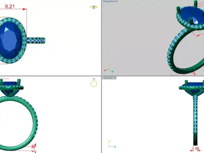 oval halo solitaire ring  3D print model