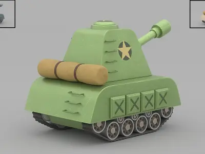 Cartoon tank 1 Low-poly 3D model