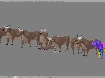 Lowpoly Bull in low polygonal style Low-poly 3D model