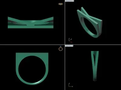 alphabet ring letter K 3D print model