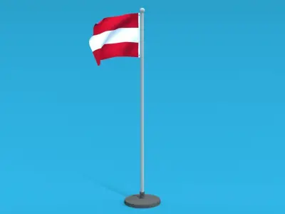 Low Poly Seamless Animated Austria Flag Low-poly 3D model