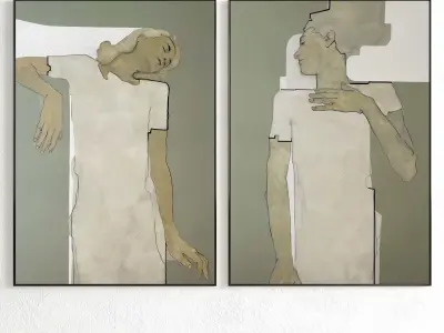 Plaster Two Photo Frame 216 Low-poly 3D model