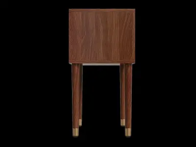 Walnut Modern Wooden Side Table With Storage 3D model