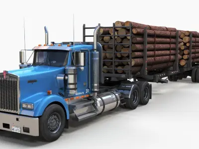 Kenworth W900L logger  Low-poly 3D model