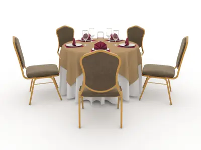 Banquet Table and Chair 18 3D model