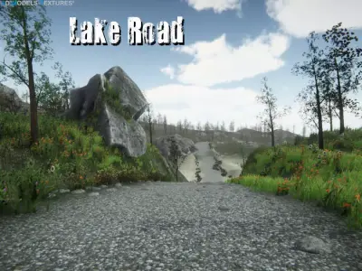 Lake Road Low-poly 3D model