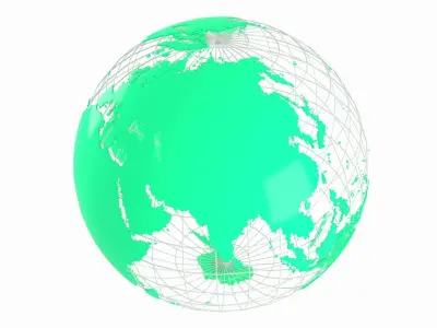 Globe News Skeleton Medium Spring Green Color 3D model
