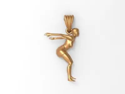 3d Lady Swimmer Diver Charm Pendant necklace Jewelry 3D print model