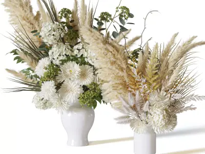 Flower Set 063 pampas chrysanthemum dahlia 3D model