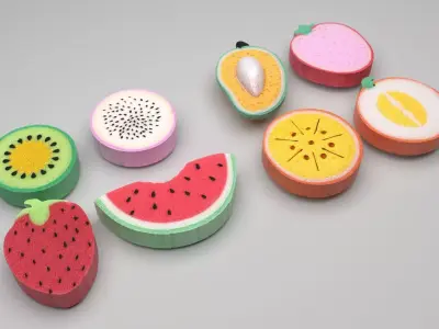 Fruit Bath Sponges Set 3D model