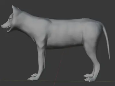 Gray Wolf Base Mesh  Low-poly 3D model