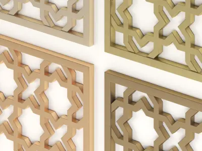 Arabic Islamic pattern decorative gold plaster 3D model