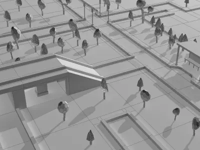 Isometric roads Low-poly 3D model